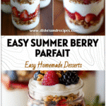 Layered Summer Berry Parfait in a glass jar with yogurt, granola, and fresh berries.
